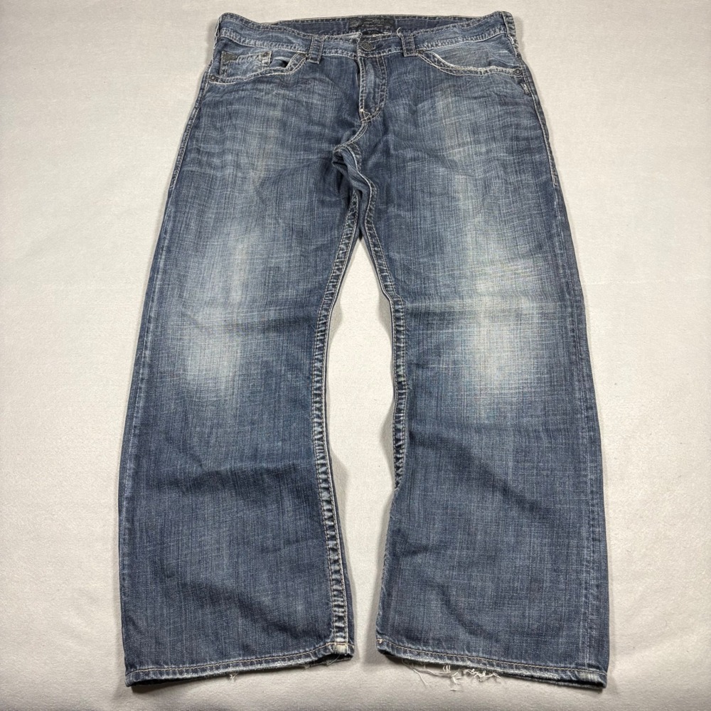 Silver Jeans Co Baggy Relaxed Fit Straight Leg Bootcut Blue Denim Jeans 38x30